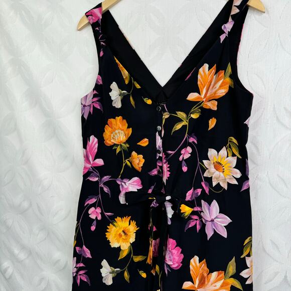 Ted BAKER Dayna Rhubarb Floral Buttoned Tropical Romper Black Size 4 NWT $279 - Picture 3 of 12